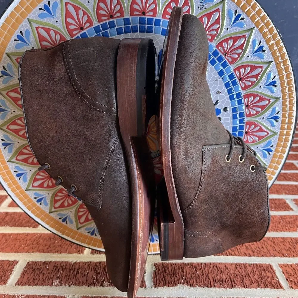 Johnston & Murphy Dudley Chukka Mens 10.5 Brown Waxed English Suede Boots